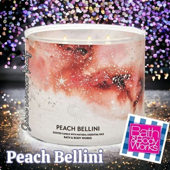 Bath & Body Works Peach Bellini 3 Wick Candle - Picture 1 of 5